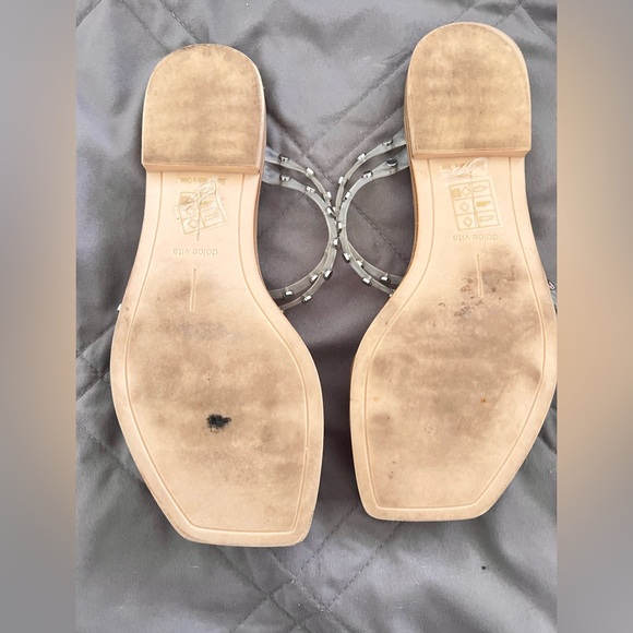 Dolce Vita Cream and Gray Sandals with Woven Straps - Picture 2 of 2